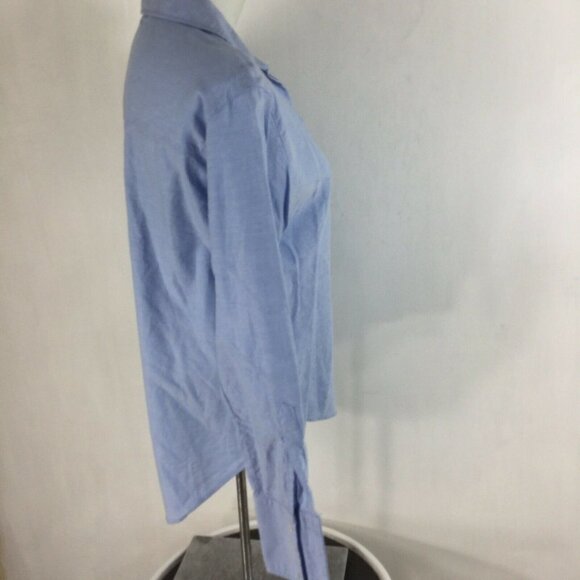 ZARA BASIC Blouse Button Front Shirt Solid Blue - Picture 4 of 7